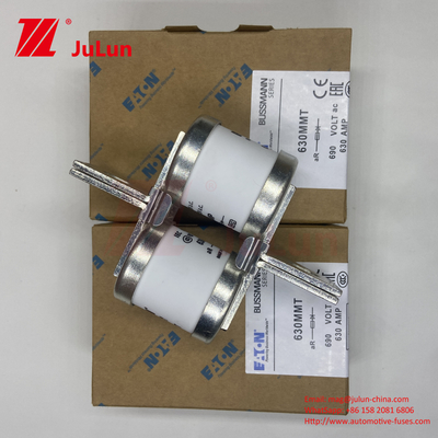 690V Voltagem nominal BUSSMANN 630MMT Fusíveis automotivos cerâmicos com projeto de parafuso de placa plana dupla para instalação M6/M8