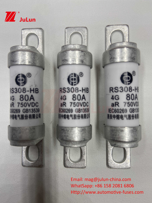 Fusíveis para automóveis de cerâmica de 750VDC RS308 HB 4G de alta temperatura 10A 20A 25A 30A 40A 50A 63A 80A 100A FUSível de 750VDC