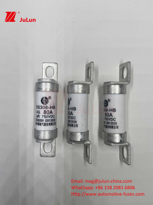 M6 Fusível EV com carregador cerâmico EV embolsado 750VDC Fusível Carga química e alta temperatura 40A 50A RS308