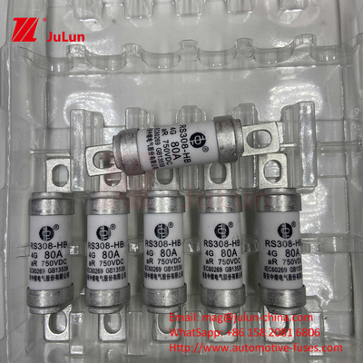 M6 Fusível EV com carregador cerâmico EV embolsado 750VDC Fusível Carga química e alta temperatura 40A 50A RS308
