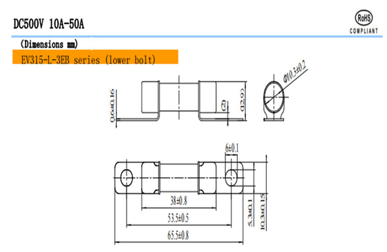 EV315-H EV315-L 3E / 3EB / 3ED Fusíveis para veículos rodoviários DC500V 10A-50A Especiais para carros elétricos