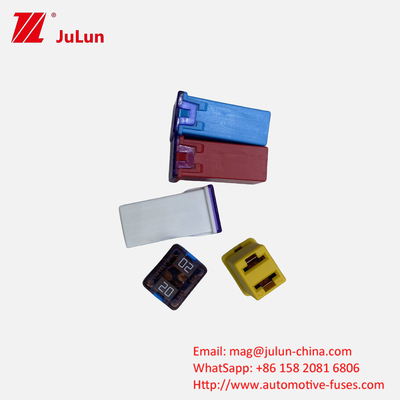 Fusível de lâmina de amplificador de segurança aprimorada LOGO personalizável para veículos elétricos Littel Fusível de automóvel quadrado 32V 58V