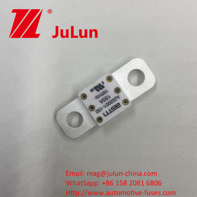 Método de montagem do parafuso A202001 300A 150VDC Fusíveis cerâmicos para veículos para alta corrente nominal e proteção contra curto-circuito