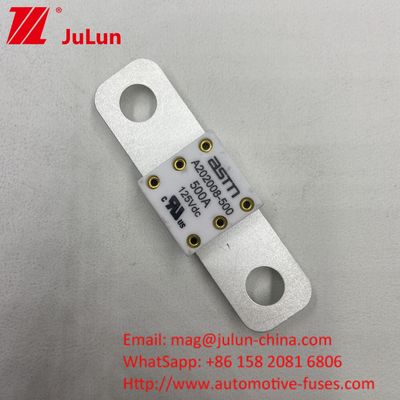 68*17.7*12mm A202008 350A 125VDC EV FUSE Alta capacidade de quebra abaixo de 125Vdc Para otimização do desempenho do veículo elétrico