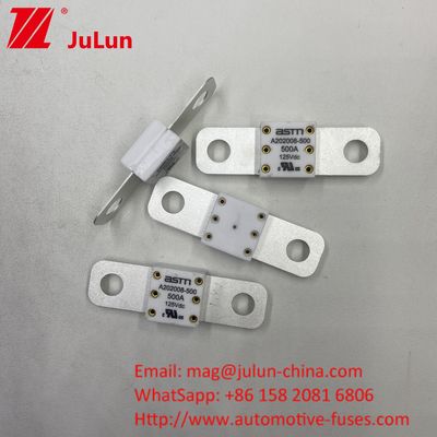 Curto circuito de proteção de 500A 125VDC Battey Fuse Dimensões pequenas Distância nominal de corrente alta Entre 2 furos 50,8mm