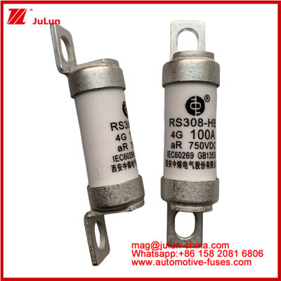 RS308-HB 4G 100A AR 750VDC 50KA Fusível para Proteção de Circuito Automóvel Desempenho Conforme JASO D622 Design Tubular Cerâmico