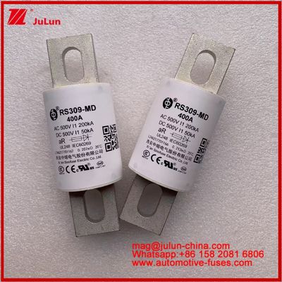 RS309-MD 400A 500VAC 200KA 500VDC 50KA AR Tubular Cerâmica Automóveis Fusíveis Bolta Instalação Semicondutores Proteção