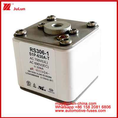 RS306-1 S1P-630A-T AC700 ((UL) Ar AC690V ((IEC) 200KV Quadrado Caremic Fuse EV ou HEV Tração de veículos elétricos