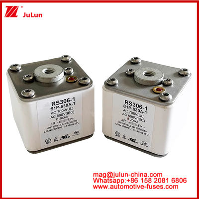 RS306-1 S1P-630A-T AC700 ((UL) Ar AC690V ((IEC) 200KV Quadrado Caremic Fuse EV ou HEV Tração de veículos elétricos