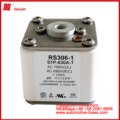 RS306-1 S1P-630A-T AC700 ((UL) Ar AC690V ((IEC) 200KV Quadrado Caremic Fuse EV ou HEV Tração de veículos elétricos