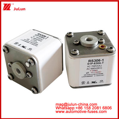 RS306-1 S1P-630A-T AC700 ((UL) Ar AC690V ((IEC) 200KV Quadrado Caremic Fuse EV ou HEV Tração de veículos elétricos