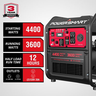 Inversor Doméstico Portátil EUA Em Estoque Powersmart 4400w Energia móvel para exteriores Gerador a gás de estrutura aberta Para Camping Inversor Doméstico Portátil