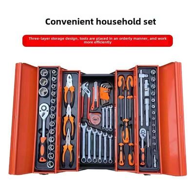 Conjunto Combinado de Ferramentas de Ferro 85 Peças para Reparo de Máquinas, Dobrável em Três Camadas, Jogo de Soquetes para Ferramentas