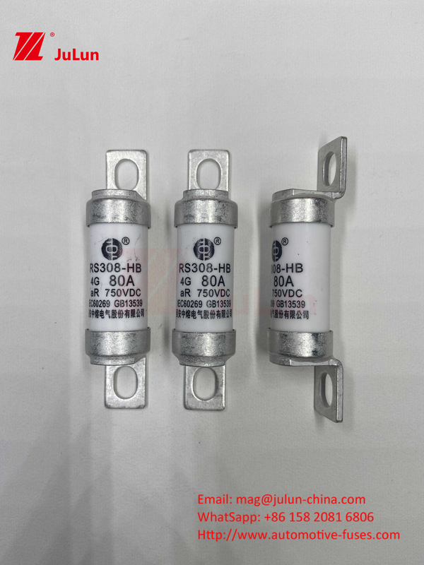 Fusão para veículos elétricos EV para DC750V Fusão DC750V 10A 15A 20A 25A 30A Para aplicações automotivas RS308