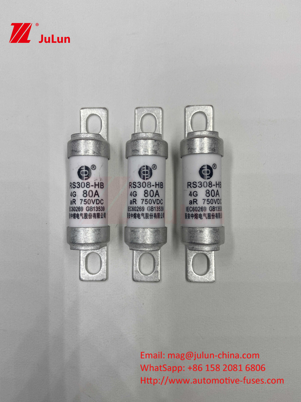 M6 Fusível EV com parafuso 750V 80A10A 30A 50A 750VDC Fusível EV Ei são adequados para sistema de tração EV, conversão de potência