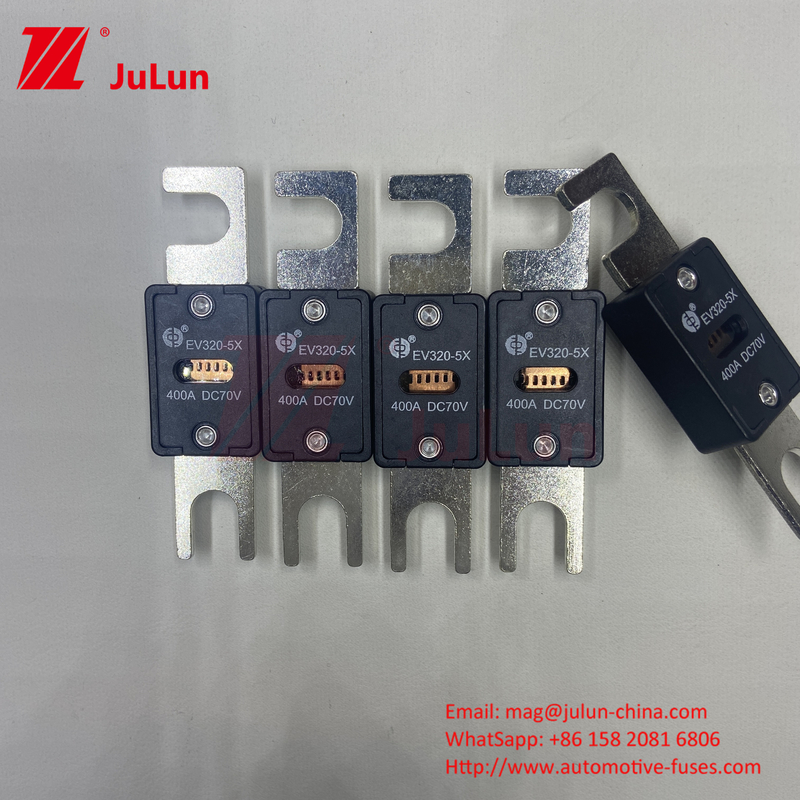 EV320-5C-400A-N 70VDC Fusíveis de lâmina automática de cobre preto para sobrecarga e proteção contra curto-circuito