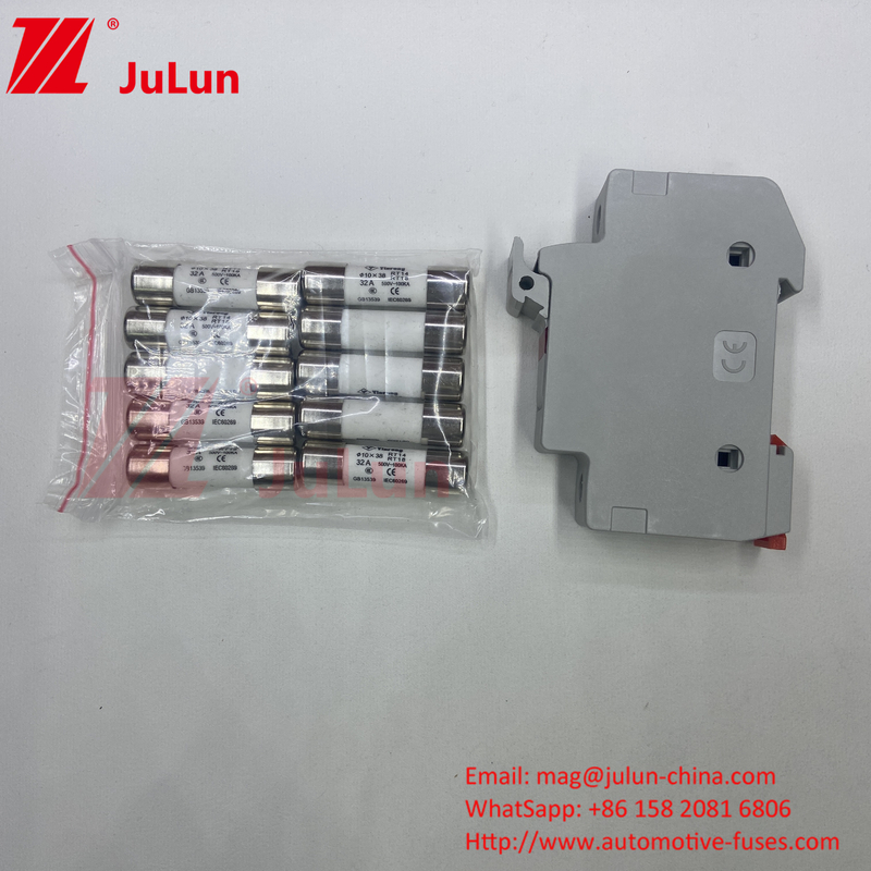 10A-63A Fuso fotovoltaico para instalação solar fotovoltaica 32A 10X38mm 1000V DC Din Rail Fuse Holder com luz para sistema solar