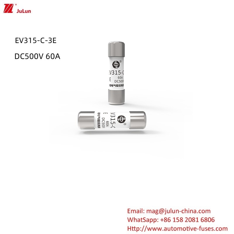 Nova Energia Potência Fusível Cerâmico de Alta Pressão Médio/ EV315-C-3E DC500V 10A,15A,20A,30A,40A,50A.60A