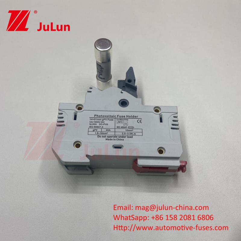 1000VDC Solar PV Din Rail Fuse Balão Fuse 10x38mm RT18-32 Fuse Link AC