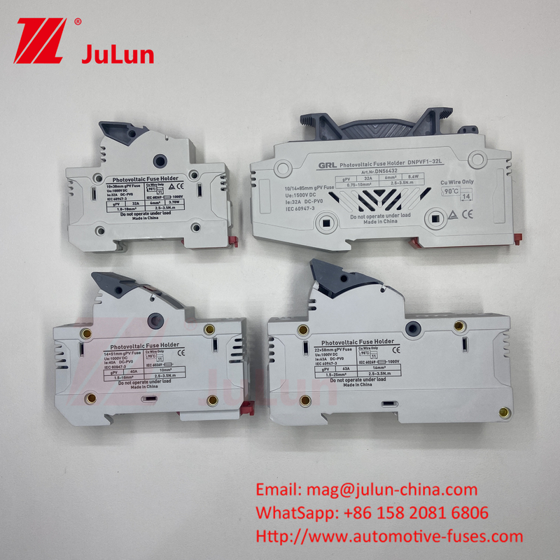 SeanRo Solar PV Din Rail Fuse Holder para Fuse Link 10 * 38mm 1000V 15amp DC Fuse 25A