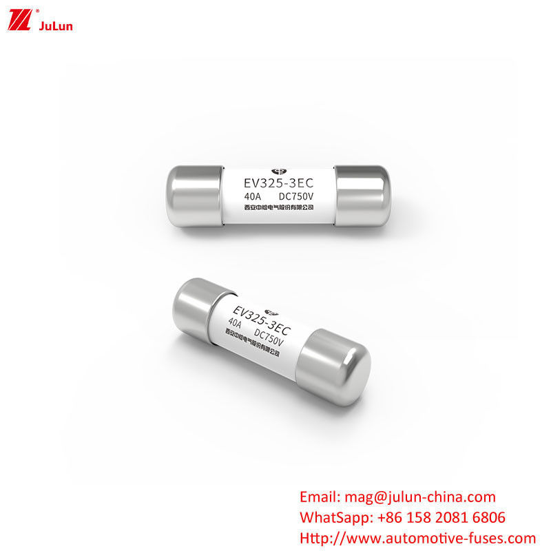 EV325-3EC 750V 20KA Fusível de veículo elétrico 10A-50A Corrente Fusível tubular de cabeça plana