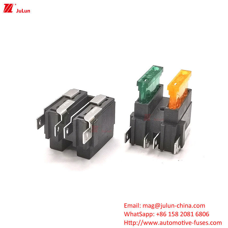 Voltagem nominal 32V Contato de cobre Interruptor automático de redefinição de circuito 30A-500A Car Fuse Holder Nylon plástico