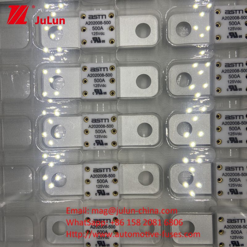 Corrente elétrica 200A ASTM A202008 125VDC Fusíveis cerâmicos para veículos para desempenho de longa duração
