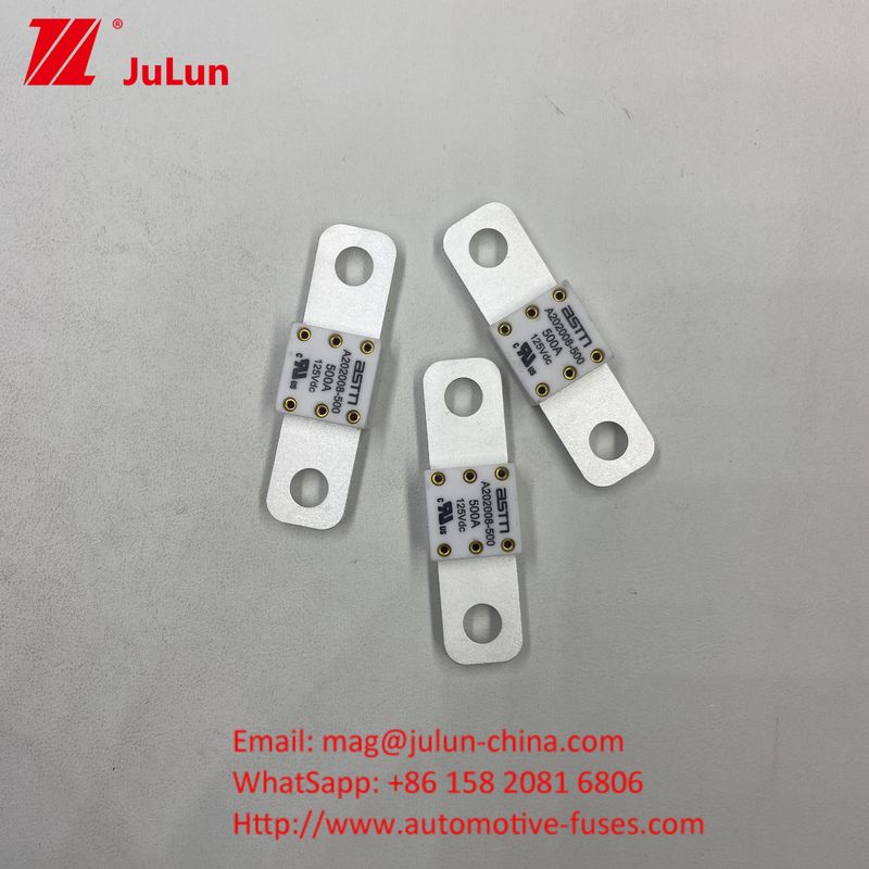 Fusível para veículos elétricos ASTM A202008 300A Fusível 125VDC Tipo de terminal AC Ev Adaptador de carregador Compatível com capacidade de quebra de 20KA