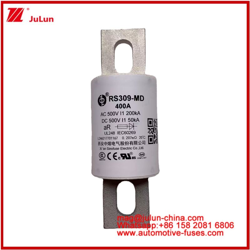RS309-MD 400A 500VAC 200KA 500VDC 50KA AR Tubular Cerâmica Automóveis Fusíveis Bolta Instalação Semicondutores Proteção