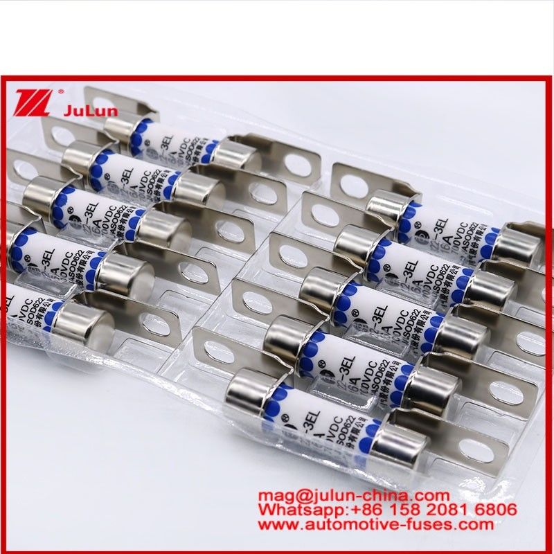 EV322-3EL 16A 700VDC Fusível Tubular Cerâmica Pequeno Tamanho Alto Sistema de Tração de Veículos Elétricos Conversão de Potência Armazenamento de Energia Carregador a Bordo