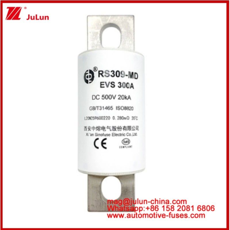 RS309-MD EVS-300A Fusão Carémica Tubular DC500V 20KA Estrutura de Conexão de Vehículo Elétrico Bolteado Design de Aplicação Automóvel Excelente Desempenho de CC