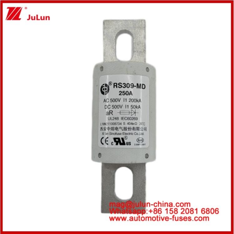 250A 500VAC Ev Fuse RS309-MD-200KA 500VDC 50KA AR Carêmico DC de desempenho Tubular Automóvel Bolto Stud-mount