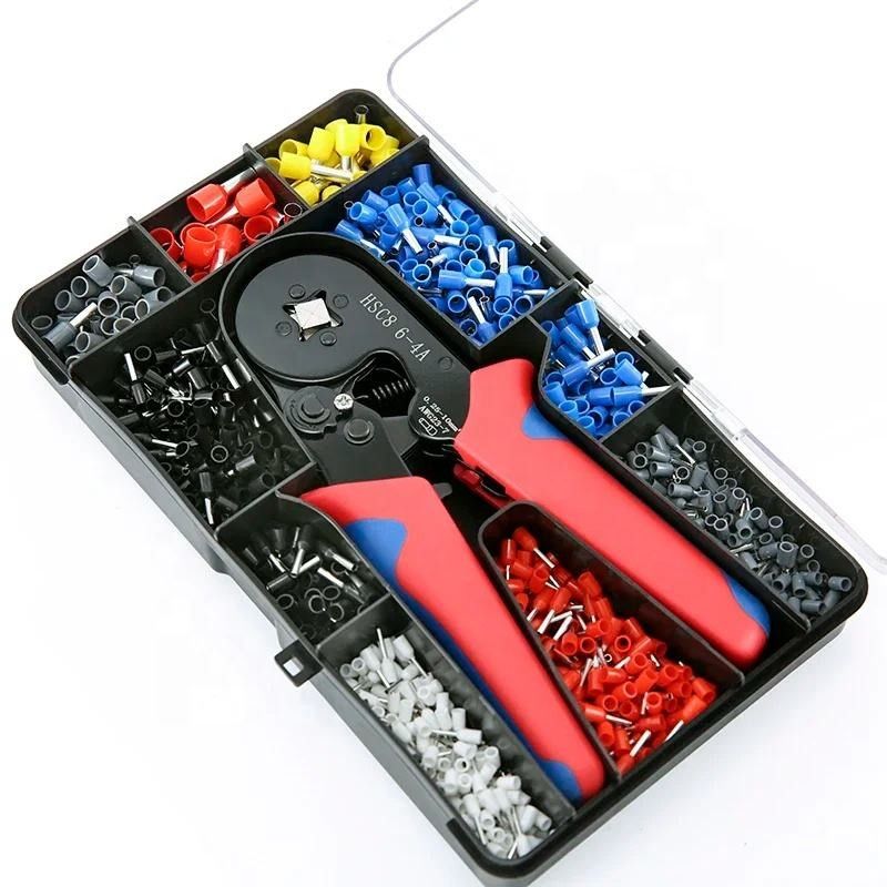Conveniente versátil Mini Wire Ferrule Tubular Terminal Crimping Plier Kit 1200pcs Doméstico elétrico isolado