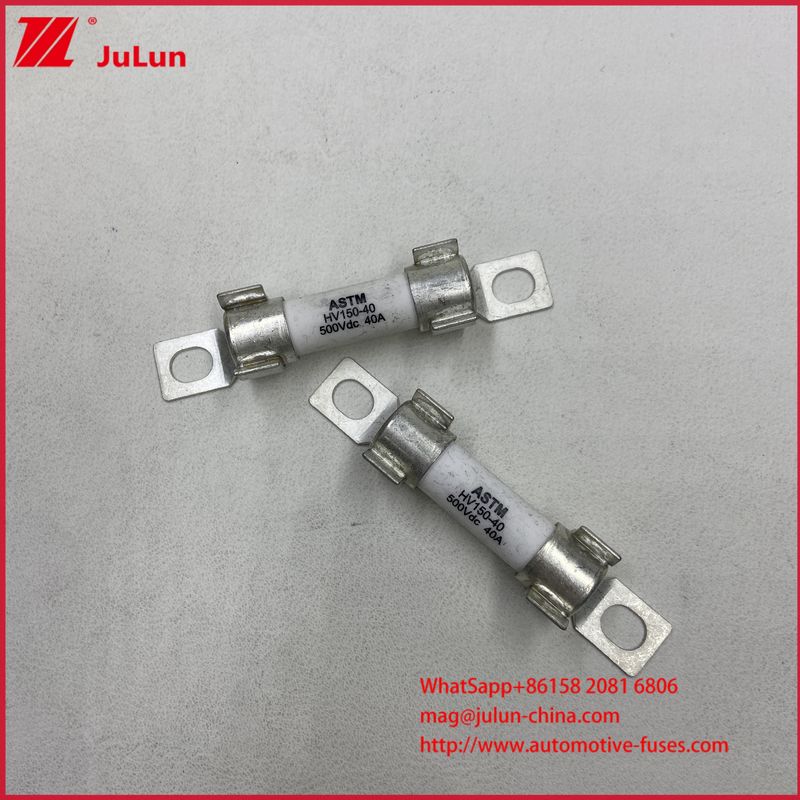 Fusível para Veículo Elétrico ASTM HV150 30A 10A DC500V 20KA Instalação por Parafuso Cilíndrico Cerâmico Com Forte Capacidade de Interrupção