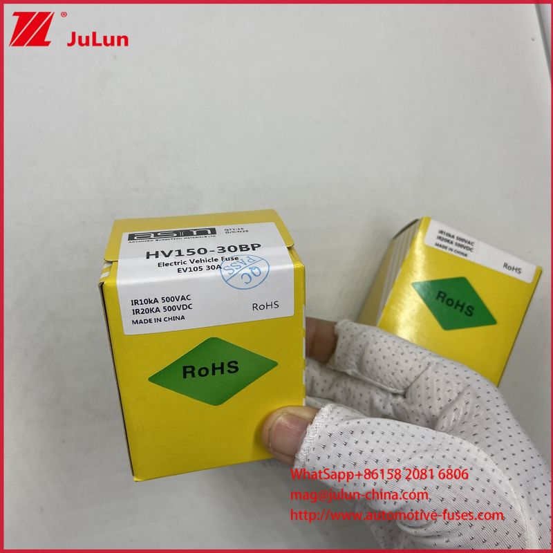 HV150 FUSE 32BP 30A DC500V Bolt Tubular Carregador de Bateria de Veículo Elétrico Automóvel Com Classificação de Interrupção DC500V/20KA