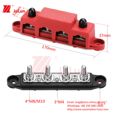 Alta Qualidade Vermelho de Marinha Grade Bus Bar 4 Studs Junction Bloco Com Cobertura M10 parafuso