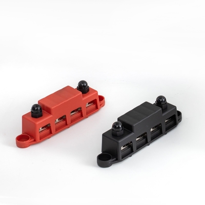 Bloco de distribuição de energia de grande corrente Cooper Bus Bar Auto Parts 250a Busbar Machine 4*M10 Studs And 3*M4 Screws With Cove