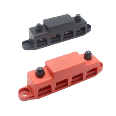 Red&Black Set M8 300A Bus Bar 4 Studs Power Distribution Terminal Block com 300A Fuse Wire para RV Yacht
