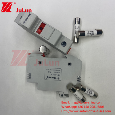 Detentor de fusível solar Din Rail cilíndrico / detentor de fusível solar PV com capacidade de quebra de 30kA