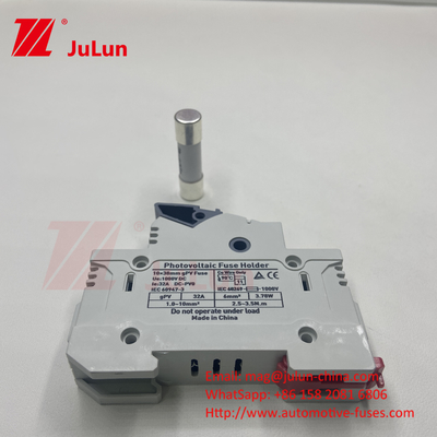 1000V DC Solar Inverter fotovoltaico Fusíveis RT18 Série 10x38 3P DIN Rail montado 32A Capacidade para fusível 1500V