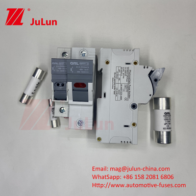 SeanRo Solar PV Din Rail Fuse Holder para Fuse Link 10 * 38mm 1000V 15amp DC Fuse 25A