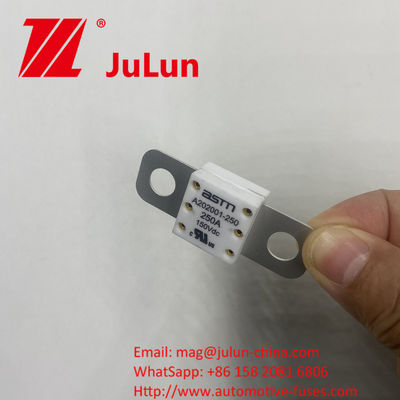 250A 150VDC A202001 ASTM Cerâmica automotiva fusíveis para carregador de carro e etc. Feito de cobre cerâmico prata quartzo areia ouro