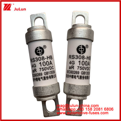 RS308-HB 4G 100A AR 750VDC 50KA Fusível para Proteção de Circuito Automóvel Desempenho Conforme JASO D622 Design Tubular Cerâmico