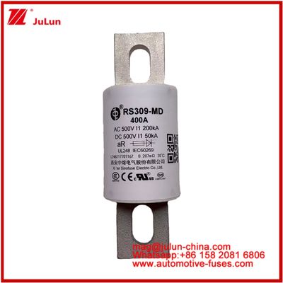 RS309-MD 400A 500VAC 200KA 500VDC 50KA AR Tubular Cerâmica Automóveis Fusíveis Bolta Instalação Semicondutores Proteção