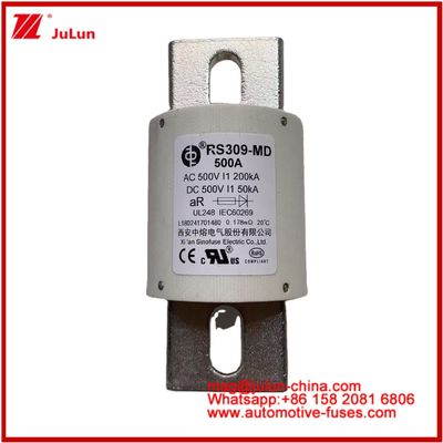 500VDC 200KA 500VAC 50KA AR Tubular Cerâmica Fuso Rápido Fuso RS309-MD 500A Para Veículos Elétricos E Sistemas de Bateria de Potência