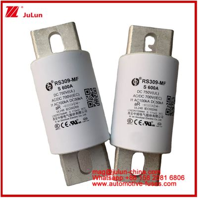 RS309-MF S 600A 750VDC Rodoviário Tubular Cerâmica Automóveis Dispositivos e Equipamentos 50KA Armazenamento de Energia E Sistemas de Potência Controladores de Conversão de Frequência Fuse Carregadores Veículo Elétrico